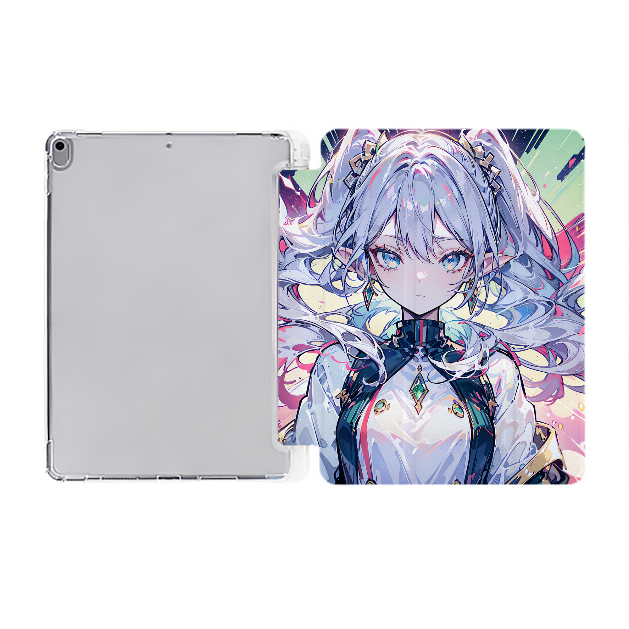 （画像用） 葬送のフリーレン Frieren IPad ケース ペン収納付き 三つ折りスタンド PUレザー×シリコン 対応機種9.5/10.5/10.9インチ